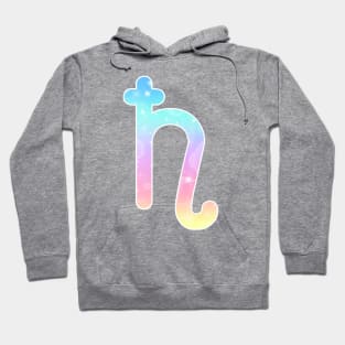 Saturn Planet Symbol in Magical Unicorn Colors Hoodie